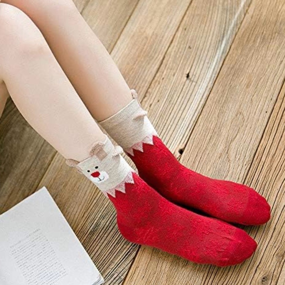 Winter Warm Christmas Socks Women Cute Santa Claus